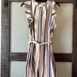 Multicolor Striped Linen Shift Dress NWT